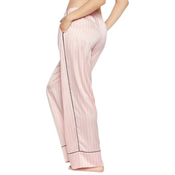 Victoria's Secret Satin PJ Pant Striped Pink L NWT - Picture 2 of 6